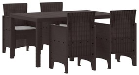 5 darabos kerti étkezőszett párnákkal Brown Poly Rattan