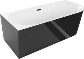 Luxury Mia szabadon álló fürdökád akril   balos 170 x 80 cm, fehér/fekete,  leeresztö   fekete - 52691708075L-B Térben álló kád