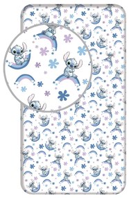 Disney Lilo és Stitch, A csillagkutya Rainbow gumis lepedő 90x200 cm