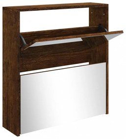 füstös tölgy 2 szintes cipőszekrény tükörrel 63 x 17 x 67 cm