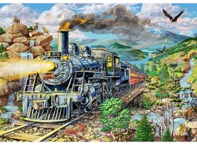 Gőzmozdony fa puzzle