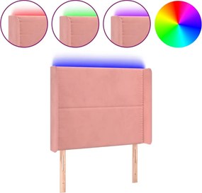 vidaXL rózsaszín bársony LED-es fejtámla 103x16x118/128 cm