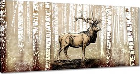 Vászonkép 180x90 Szarvas Nyírfa Erdő