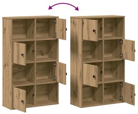 kézműves tölgy színű szerelt fa könyvespolc 60x24x101,5 cm