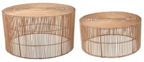 Natúr színű rattan kerek dohányzóasztal szett 2 db-os ø 66 cm Elmima – Kave Home