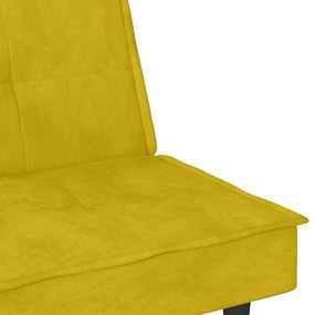 sárga bársony kanapéágy pohártartókkal