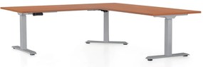 OfficeTech Angle állítható magasságú asztal, 180 + 120 cm, szürke alap, cseresznye