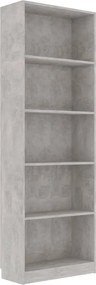 vidaXL 5-szintes betonszürke szerelt fa könyvszekrény 60 x 24 x 175 cm
