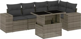 vidaXL 6 részes szürke polyrattan kerti ülőgarnitúra párnákkal