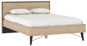 Natúr színű franciaágy ágyráccsal 140x200 cm tölgyfa dekorral Ry – Tvilum