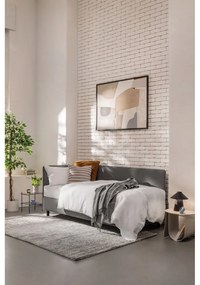 Szürke kárpitozott ágyneműtartós egyszemélyes ágy matraccal 90x200 cm Avela – Bonami Selection