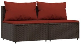 3 részes barna polyrattan kerti ülőgarnitúra párnával