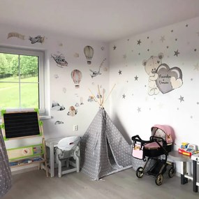 INSPIO Gyerekszoba falmatrica - Szürke vonatok