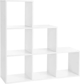 Könyvespolc, tárolópolc lépcsős, fehér 97x97x29cm