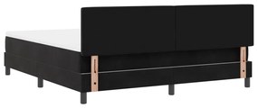 Boxspring Ágy Matracot Tartalmazó Fekete Szuper Király Bársonyos