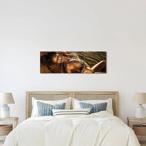 Fekvő nő a tengerparton képe (órával) (90x30 cm)