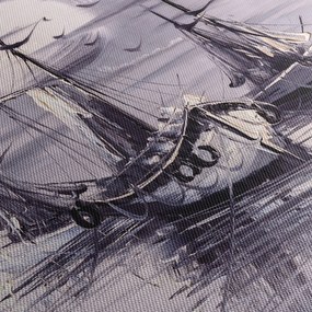 Kép - kikötő, olajfestmény (120x50 cm)