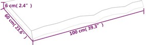világosbarna kezelt tömör tölgyfa asztallap 100x60x(2-6) cm