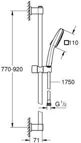 GROHE 269302431 - VITALIO COMFORT 110 900 mm fekete zuhanyszett