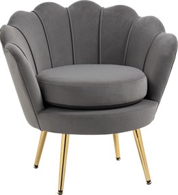 HOMCOM Shell Fotel, Vintage Fotel, Hálószobai és Nappali Fotel, Elegáns Dizájn, Magas Hátú, 76x67x74cm, Szürke | Aosom