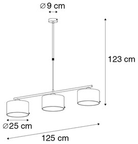 Modern függőlámpa fekete arannyal 125 cm 3-lámpás - VT 3
