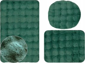 Fürdőszobaszőnyeg Csúszásgátló Aruba 3D Puha Bolyhos Zöld 3 részes