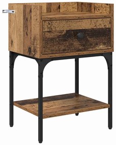 Éjjeli asztal fiókkal 2 pcs Régi fa 40 x 29 x 60 cm Faanyag