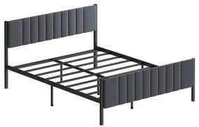 Fém kétszemélyes ágy LUNOR 160 x 200 cm antracit, 200 kg teherbírás