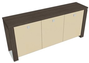 Verno+ S alacsony szekrény 200 x 46 x 90 cm, üvegajtó, antracit tölgy / vanília