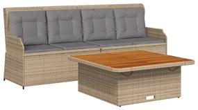 vidaXL 3 részes bézs polyrattan kerti ülőgarnitúra párnákkal