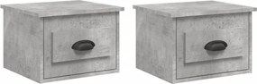 vidaXL 2 db betonszürke falra szerelhető éjjeliszekrény 41,5x36x28 cm