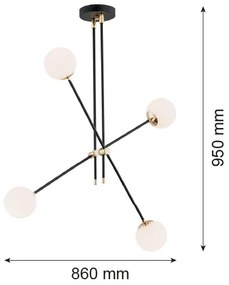 Argon 1696 - Csillár rúdon ABSTRACT 4xE14/7W/230V fekete