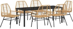 vidaXL Kert étkező szett 7 pcs Barna polirattan