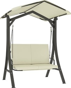 Outsunny Hollywood Hinta Állítható Napernyővel, Kényelmes Üléspárnázással, 2-Személyes Kerti Hinta 220 kg-ig, UV 30+ Hinta Pad a Kerthez, Teraszhoz, 1