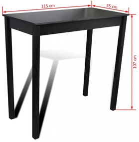 fekete MDF bárasztal 115 x 55 x 107 cm