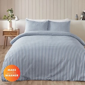 Kék egyszemélyes flanel ágyneműhuzat 135x200 cm Stripe – Catherine Lansfield