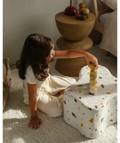 Fehér buklé-zsenília gyerek puff Terrazzo Cloud – Wigiwama