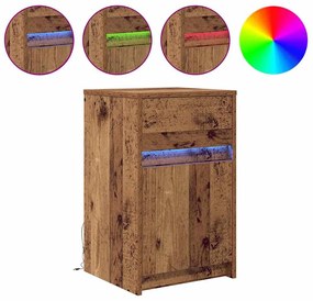 LED Éjjeli Szekrény fiókkal Régi fa 38 x 34 x 61 cm Faanyag