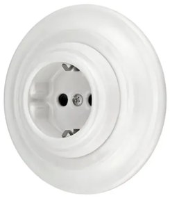Bohemia-Design - porcelán retro fali dugalj kerettel SCHUKO 250V/16A fehér