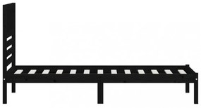 fekete tömör fenyőfa ágykeret 100 x 200 cm