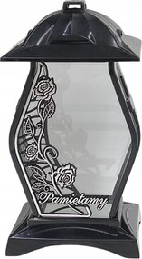 Üveg mécses Sírkő kápolna Emlékezünk ezüst Nagy 32cm