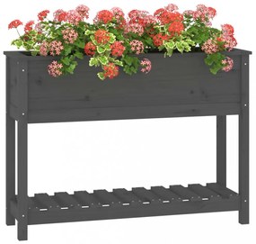 szürke tömör fenyőfa növénytartó polccal 111,5x34,5x81 cm