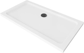 Mexen SLIM - Négyszögletű zuhanytálca 140x70x5cm + fekete szifon, fehér, 40107014B