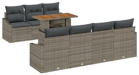 8 darabos kerti étkező szett párnákkal Szürke Poli Rattan Akácia