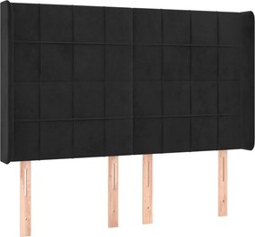 vidaXL fekete bársony fejtámla szárnyakkal 147x16x118/128 cm
