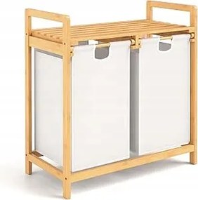 Bambusz Szennyestartó Kosár Szennyesválogató szekrény 70L