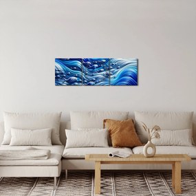 Kép – Halak a hullámokban (órával) (90x30 cm)