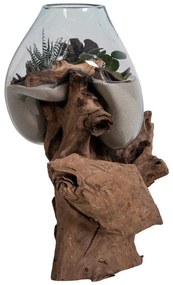 San Marino vízcsepp asztali dekoráció, teak fa/üveg, 50 cm