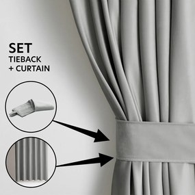 Világosszürke bársony dimout (részleges sötétítő) függöny 140x270 cm Pleat – Restilo