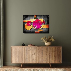 Absztrakt kép történelmi szimbólumokkal (üvegen) (70x50 cm)